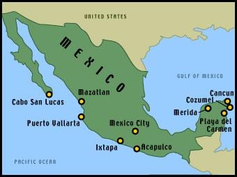 地図のメキシコのリゾート