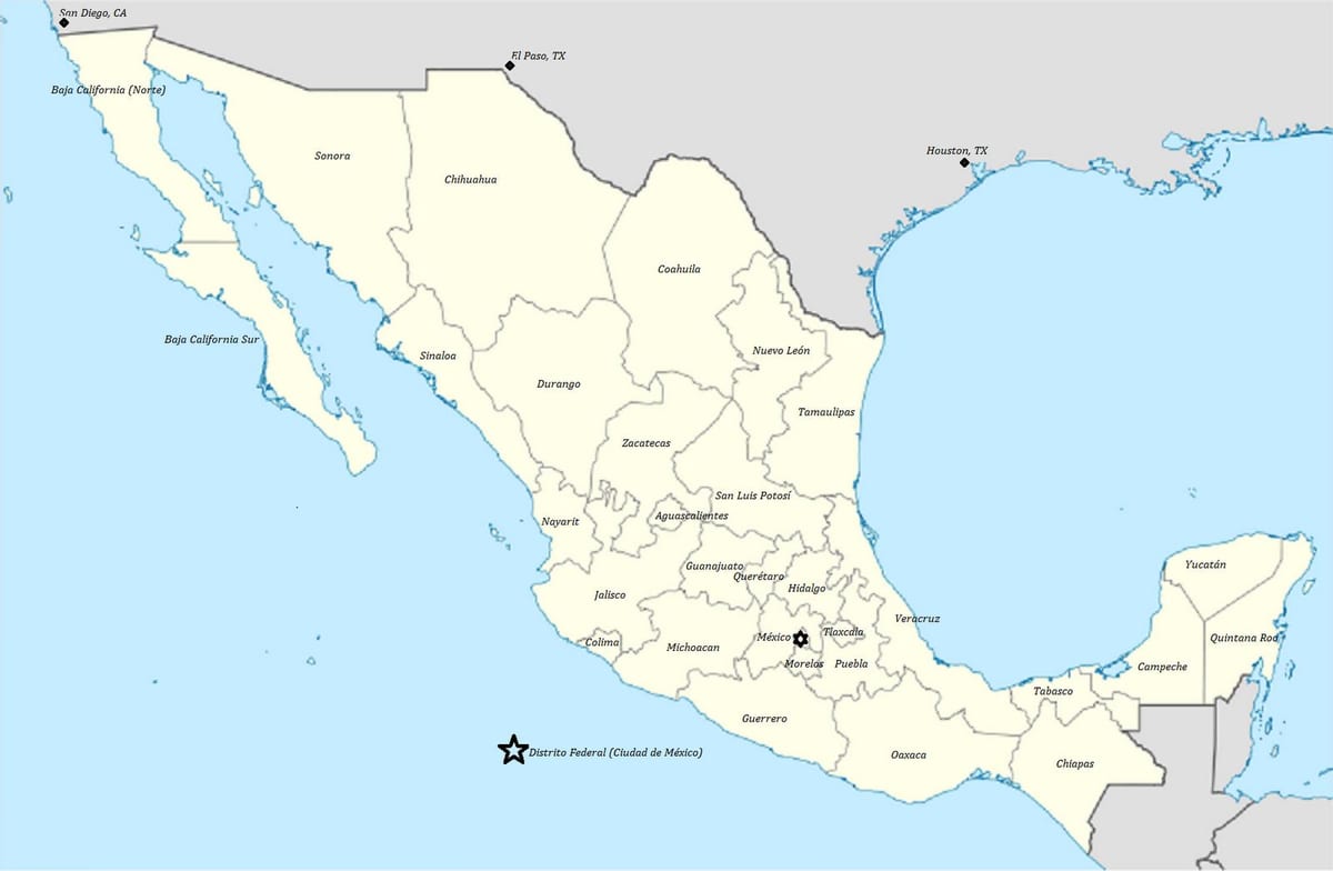 地図のメキシコ州