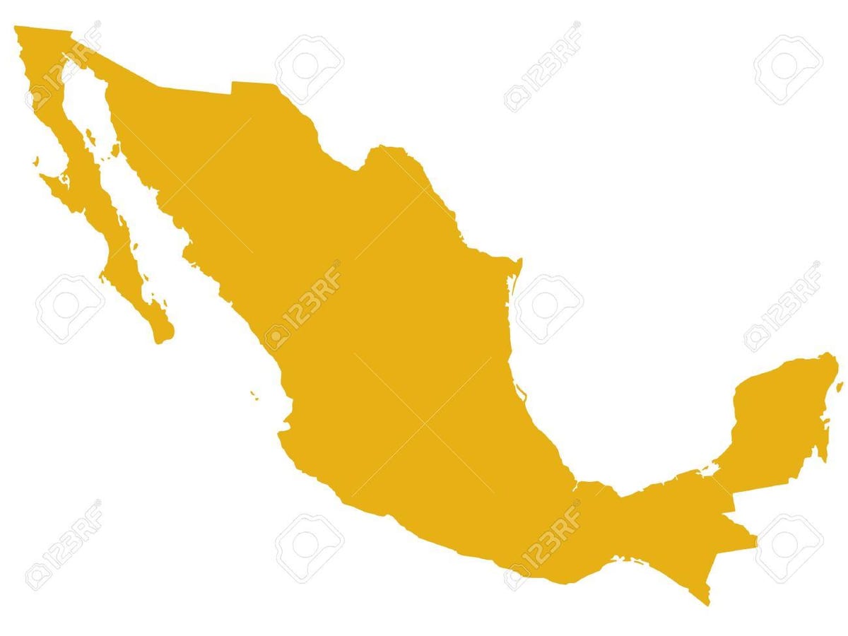 地図のメキシコのシルエット