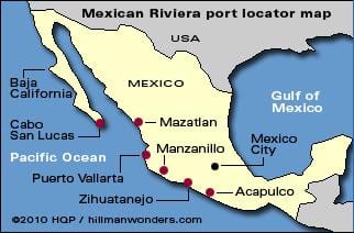 地図のメキシコのリビエラ