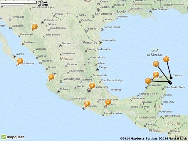 地図の休暇スポットメキシコ