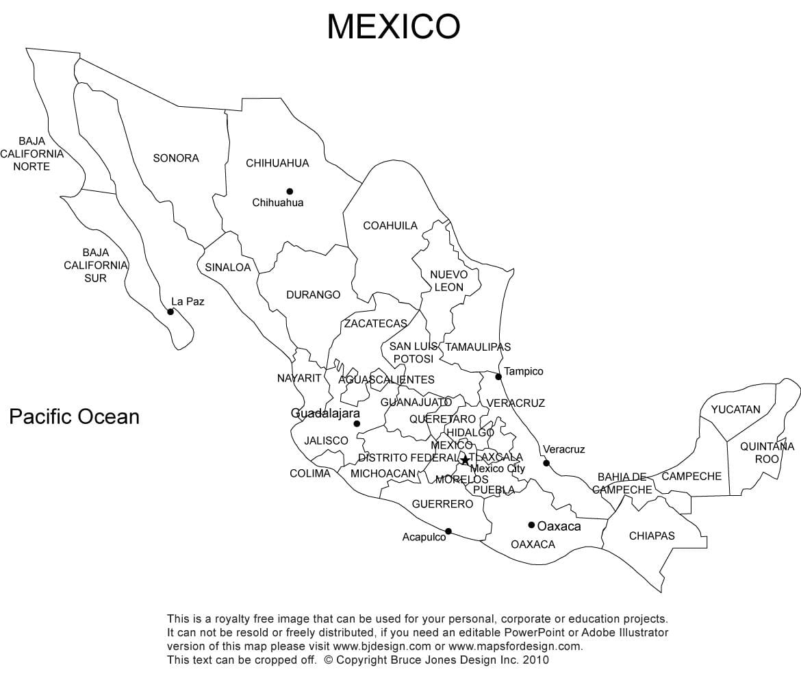メキシコの地図を印刷