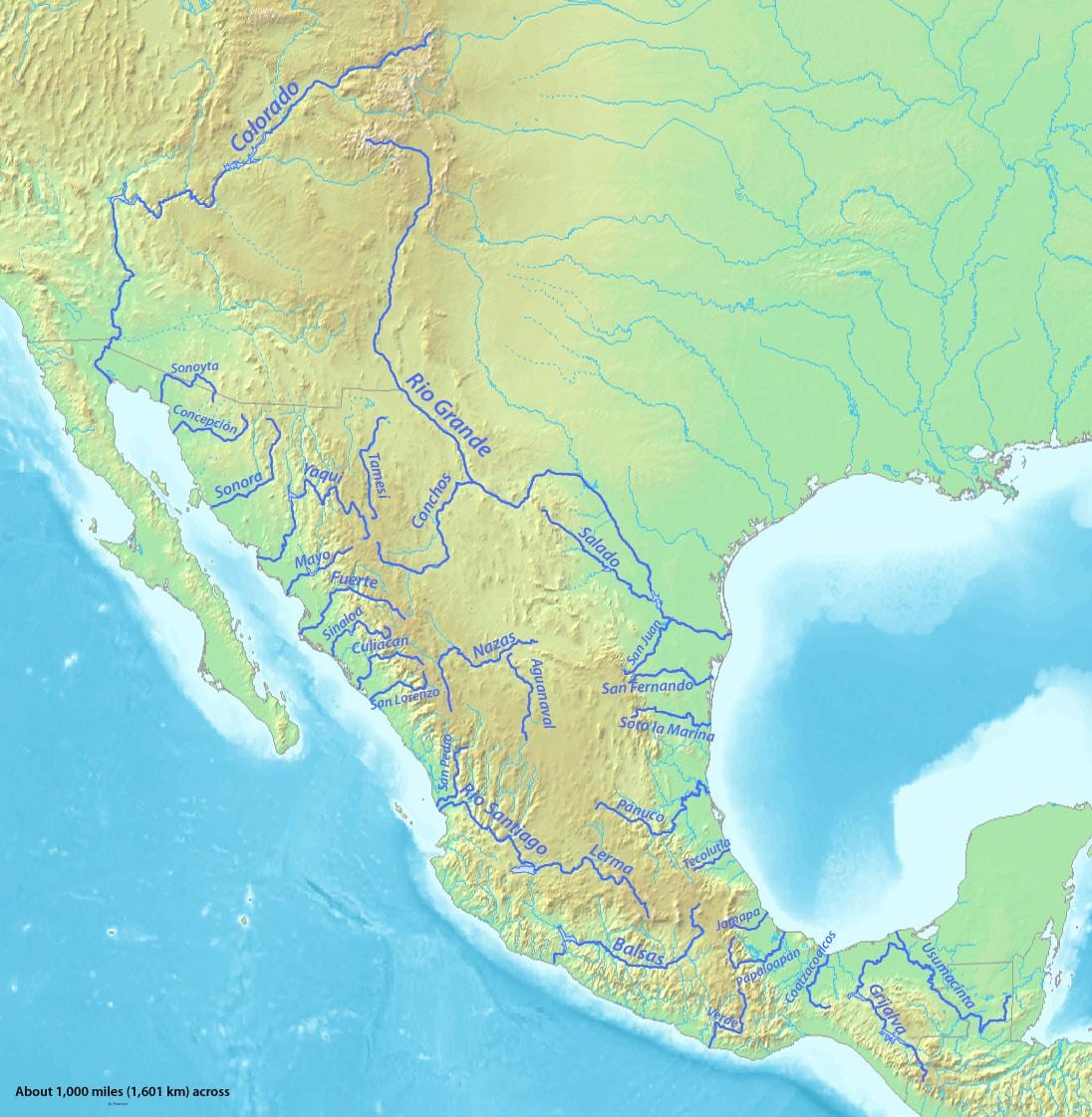 地図河川におけるメキシコ