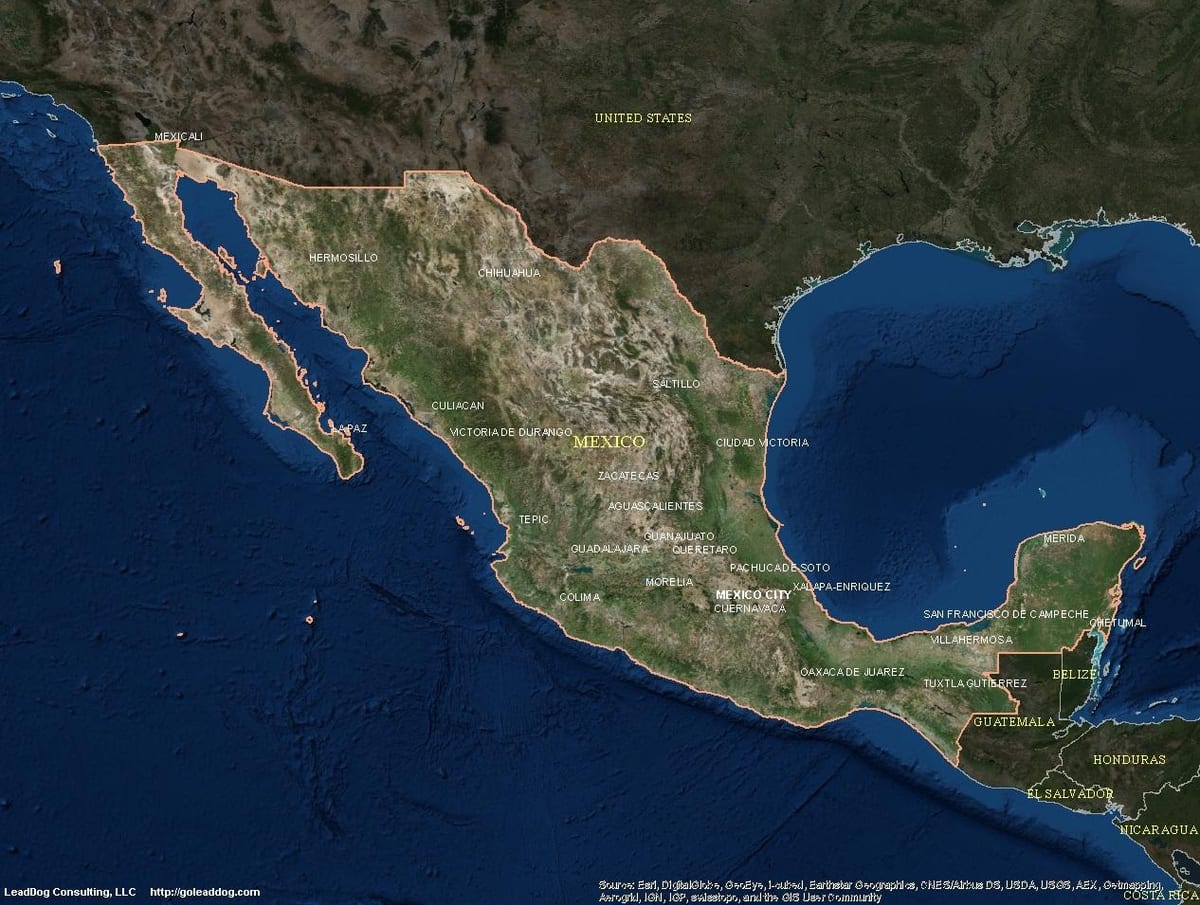衛星地図のメキシコ