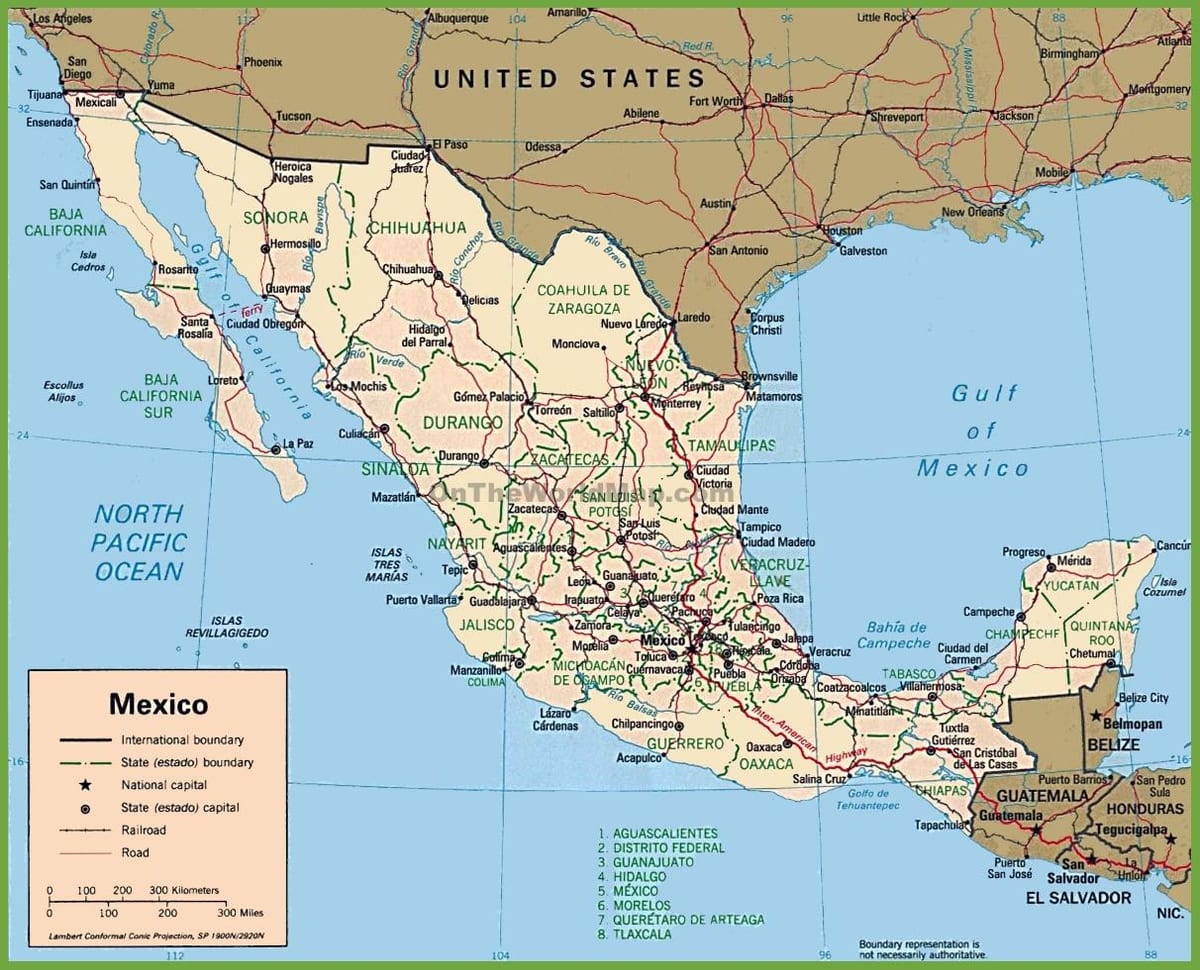 メキシコの地図