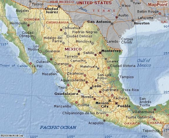 地メキシコの地図