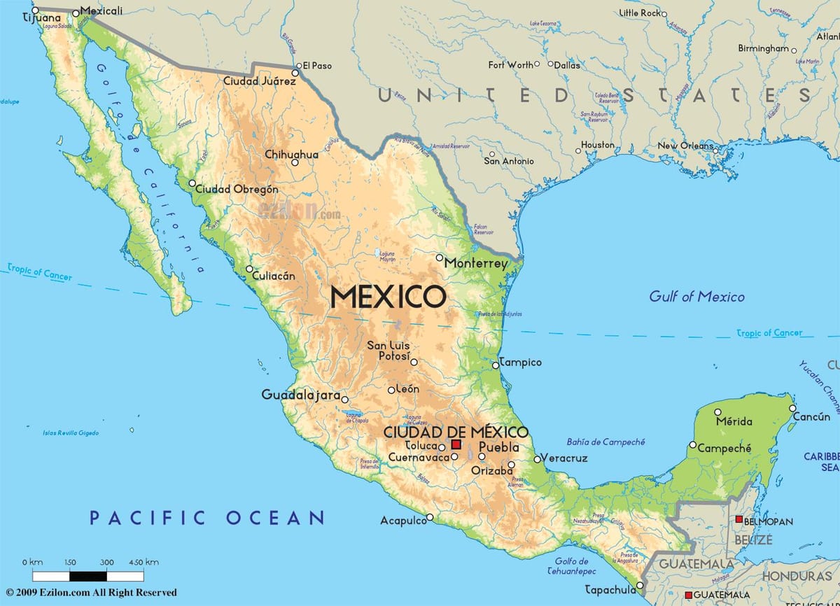メキシコの地図