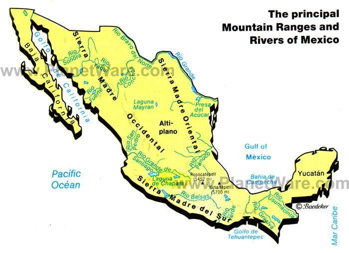 地図メキシコの山