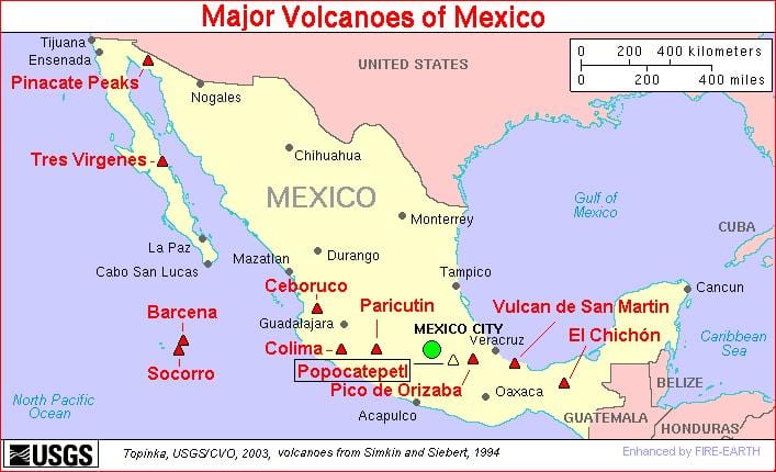 地図メキシコの火山
