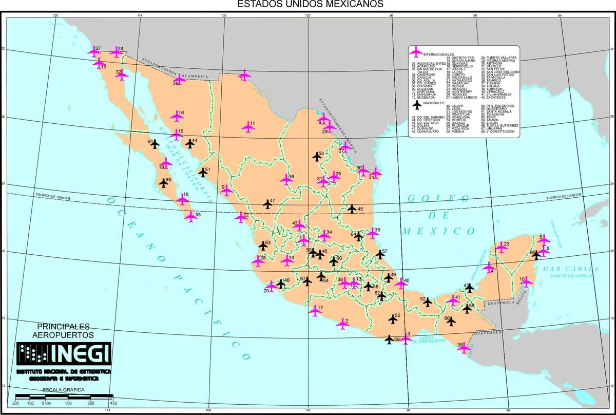 地図メキシコの空港