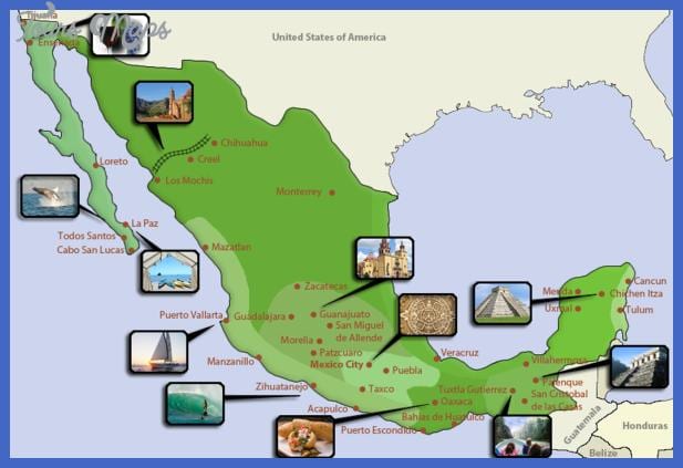 地図のメキシコの観光地