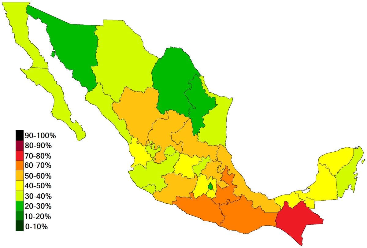 地図のメキシコの貧困
