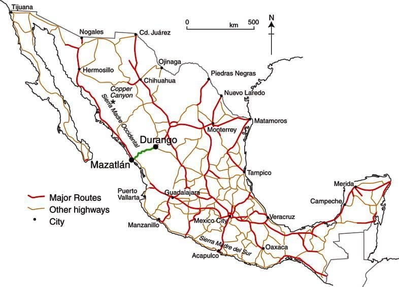 メキシコの道路地図