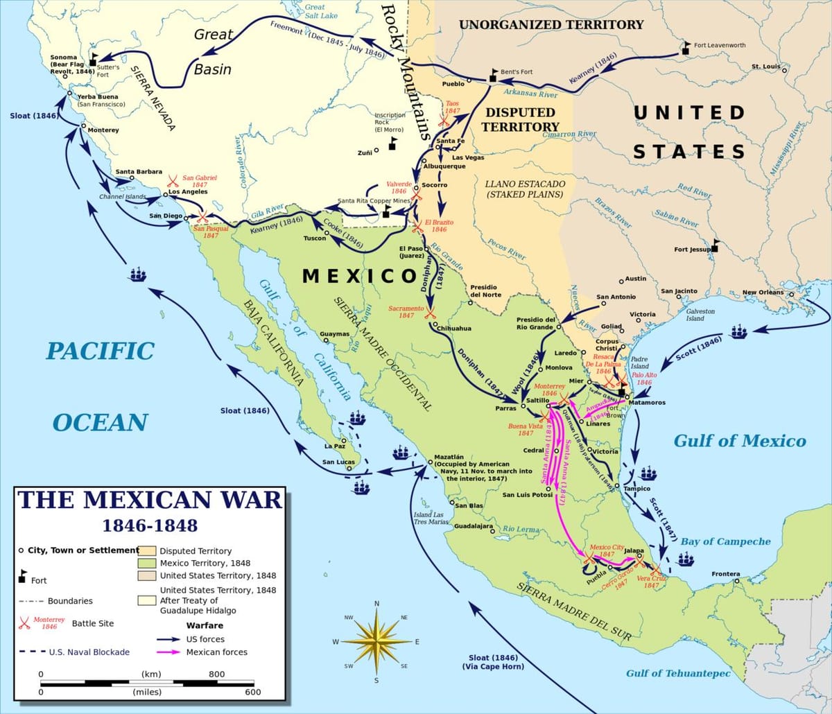 地図のメキシコ戦争の地図