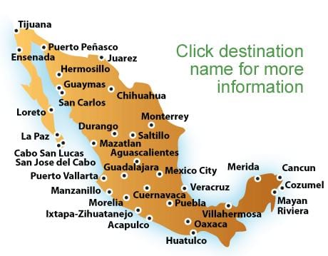 地図のビーチにメキシコ