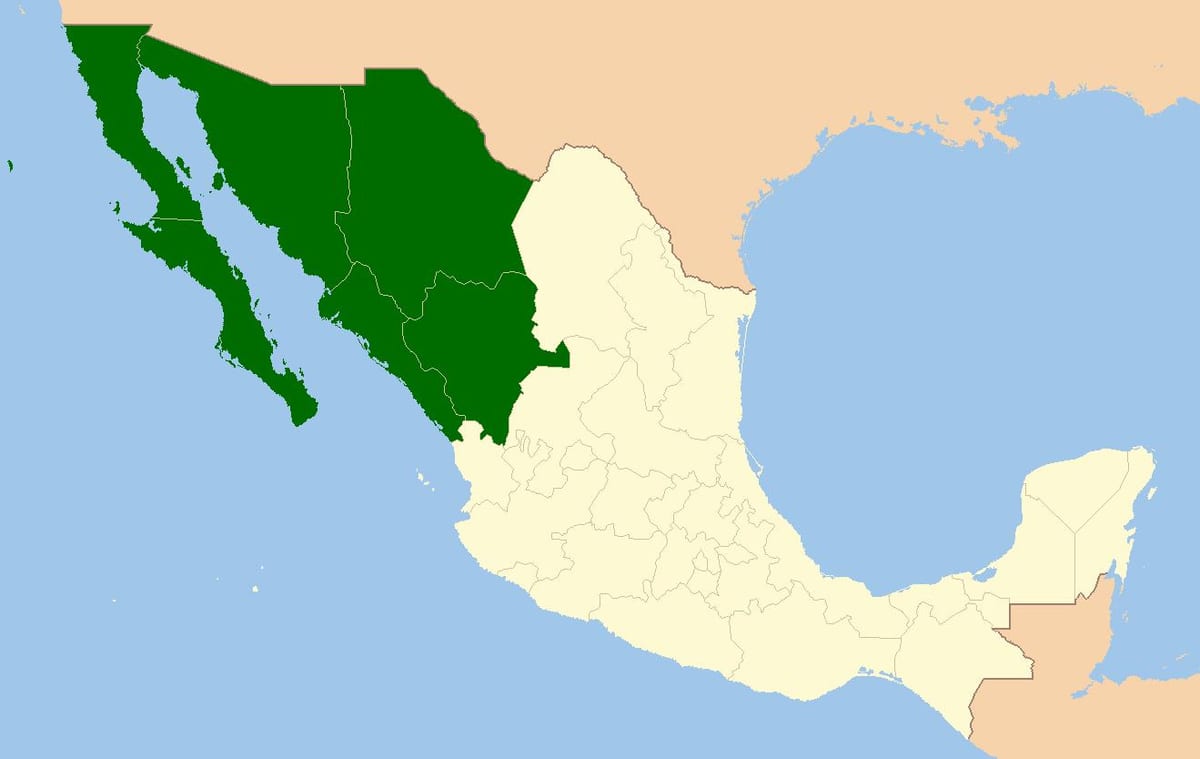 地図の北西にメキシコ