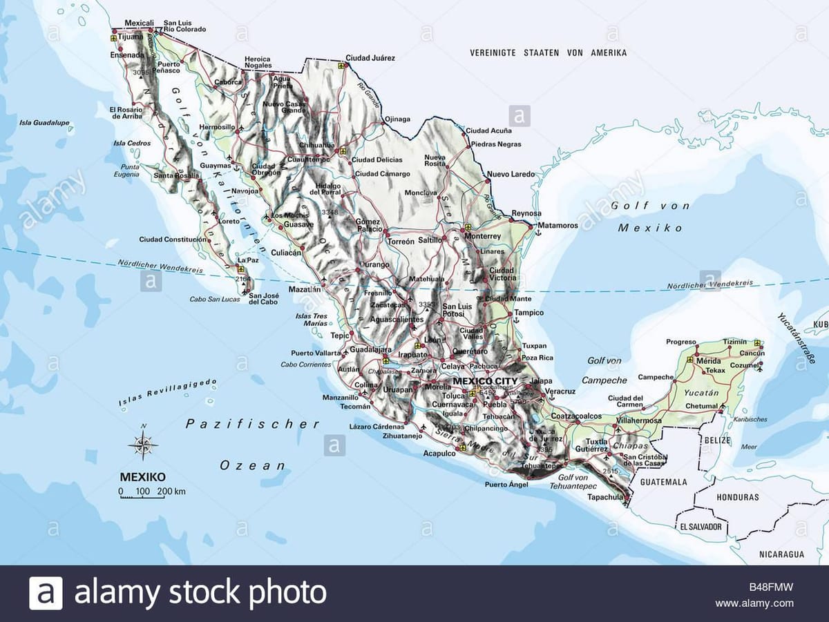 地図のメキシコ海洋