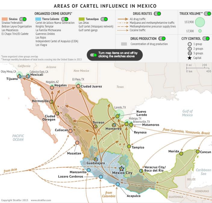 メキシコ犯罪率の地図