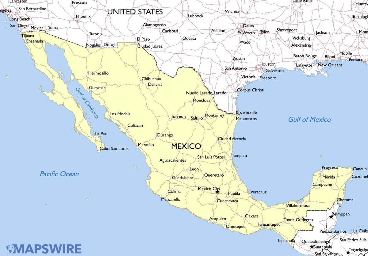 地図のメキシコの嵐
