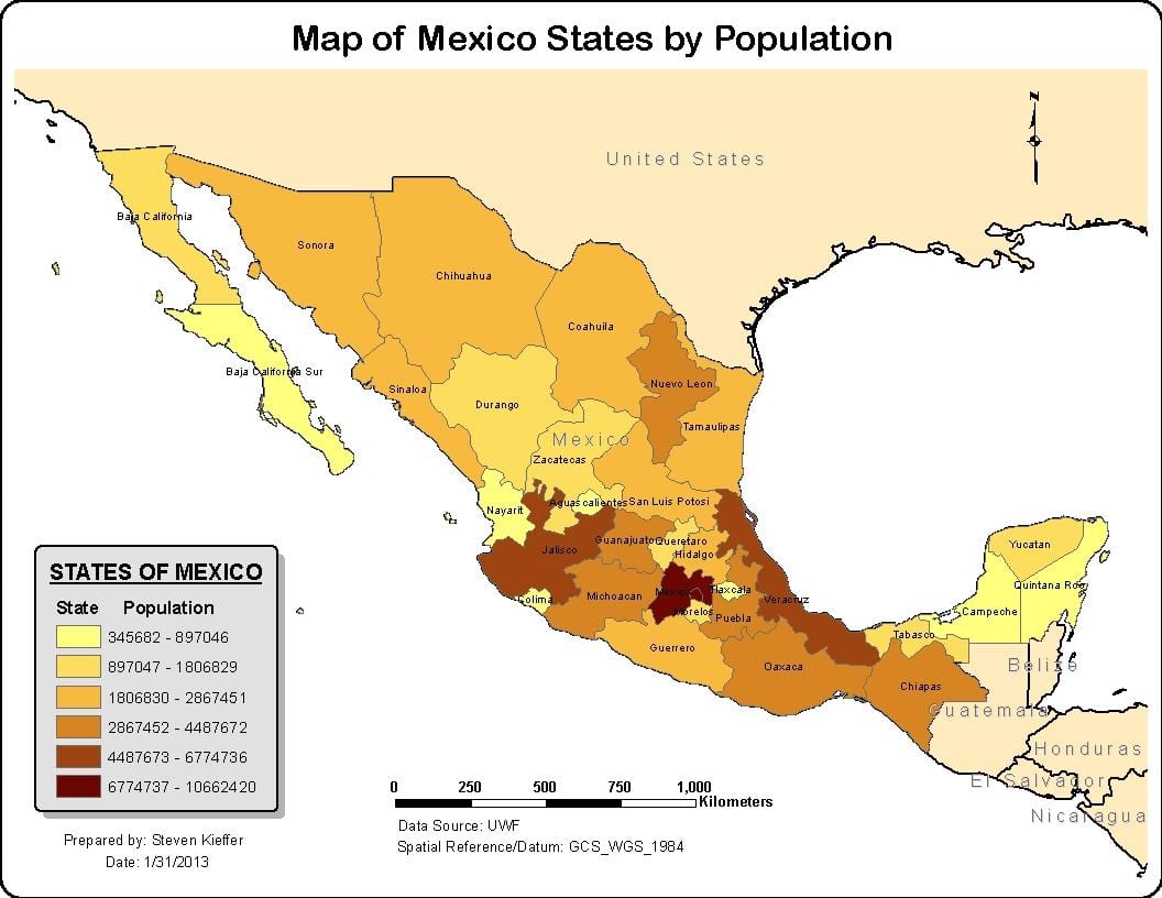 メキシコ人口地図