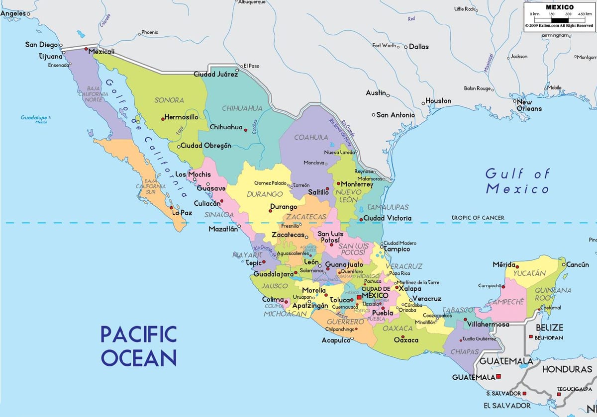 地図のメキシコ州