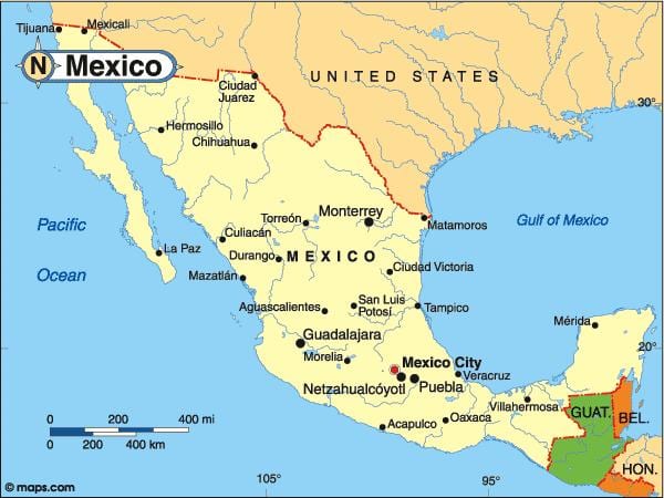 国メキシコの地図