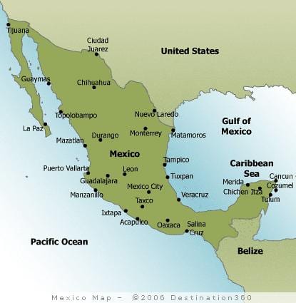 ビーチはメキシコの地図