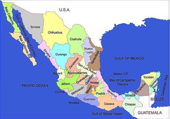 メキシコ南部地図