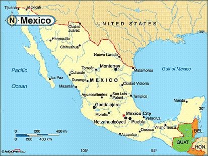 メキシコ海岸の都市地図