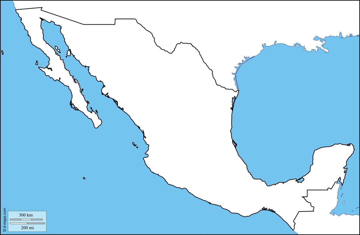 空白のメキシコの地図