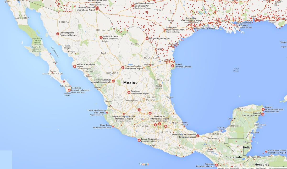 空港でのメキシコの地図