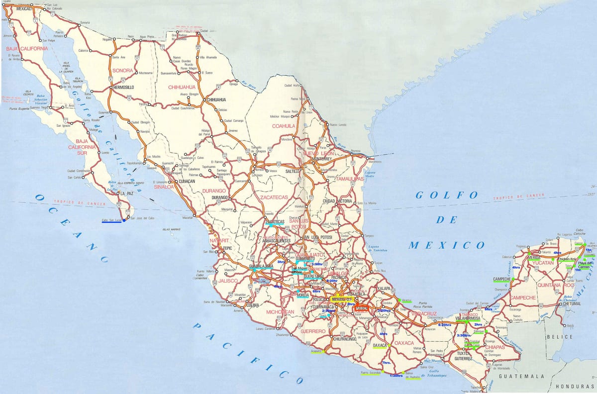 地図のメキシコの運転