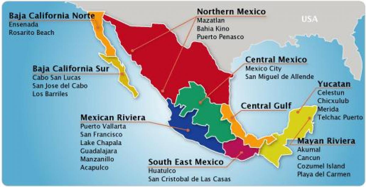 地図のメキシコのリビエラ