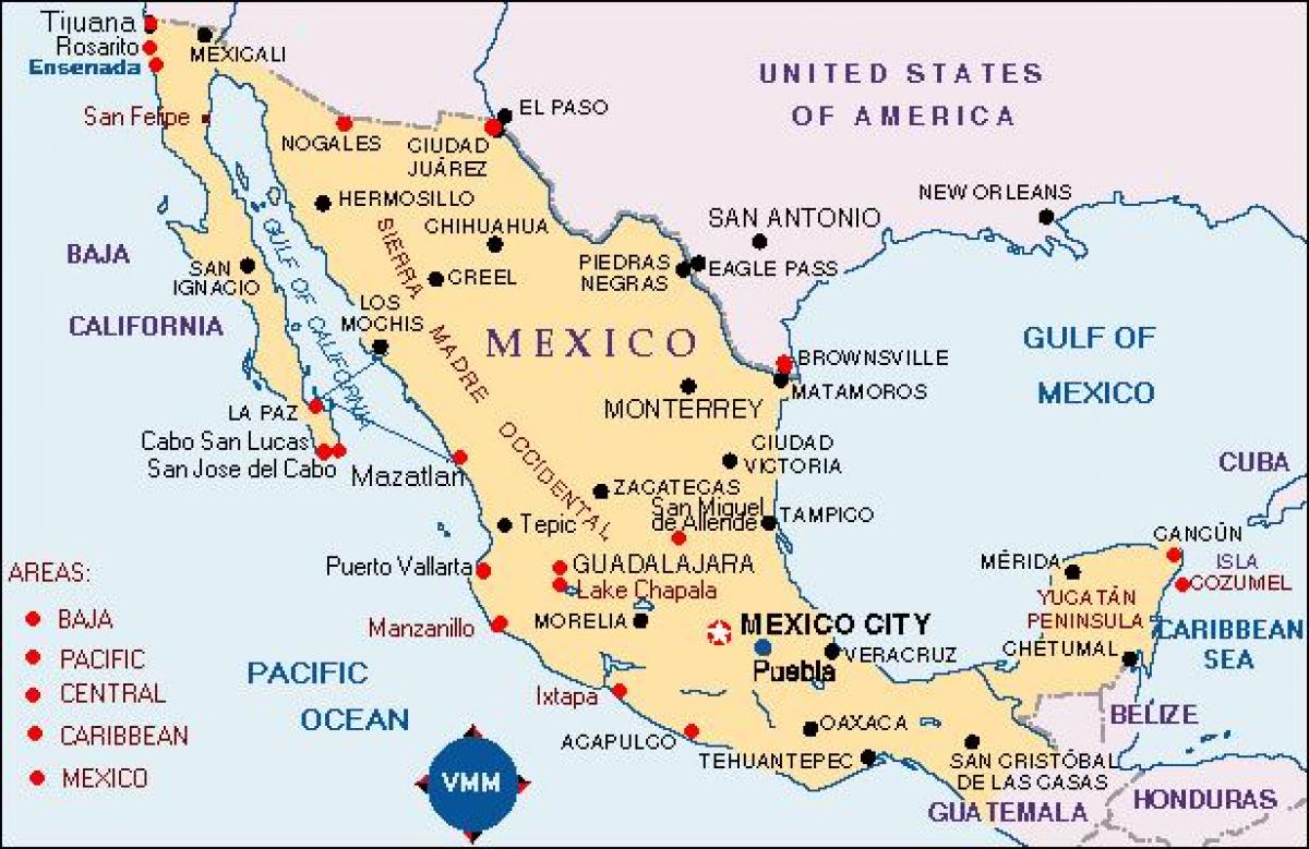 地図のメキシコの休暇スポット