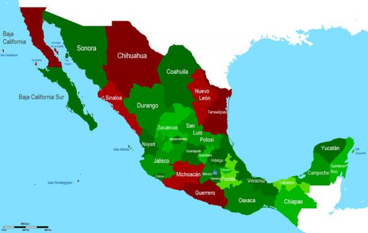 地図のメキシコの安全性