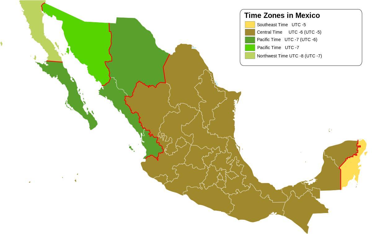 時間帯にメキシコの地図