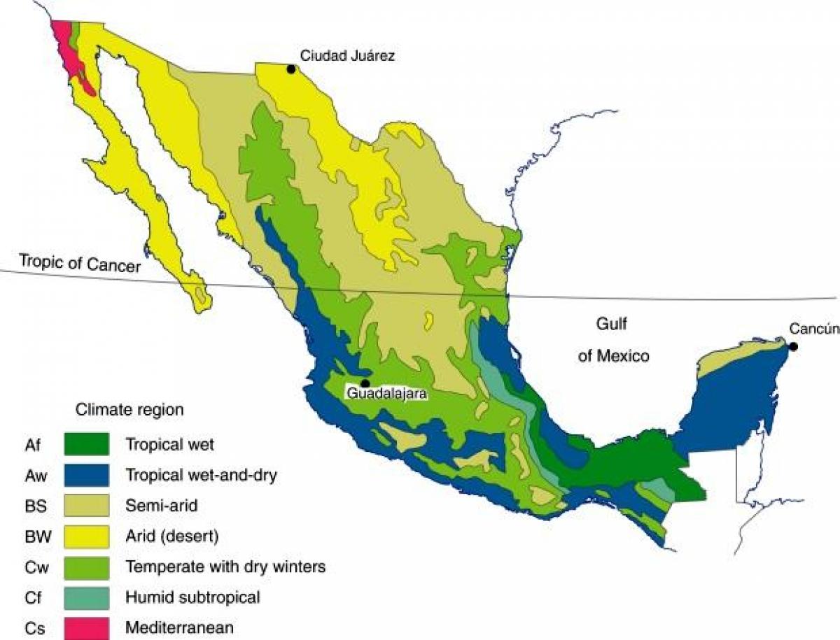 気候メキシコの地図