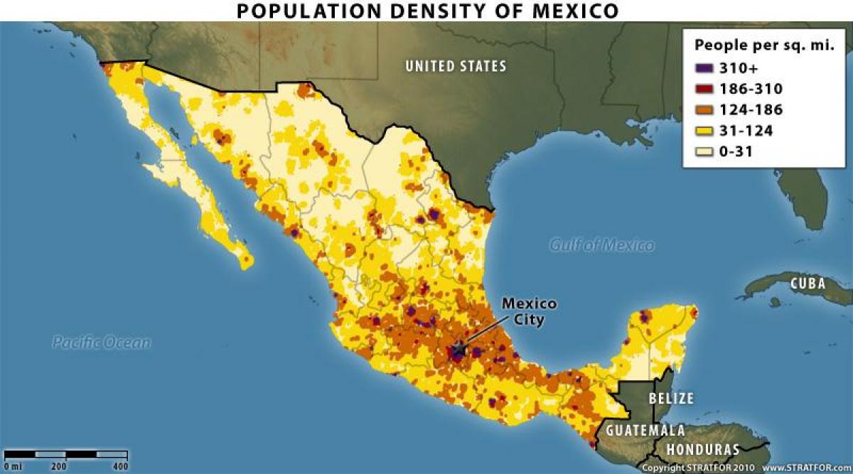 地図のメキシコ人口分布