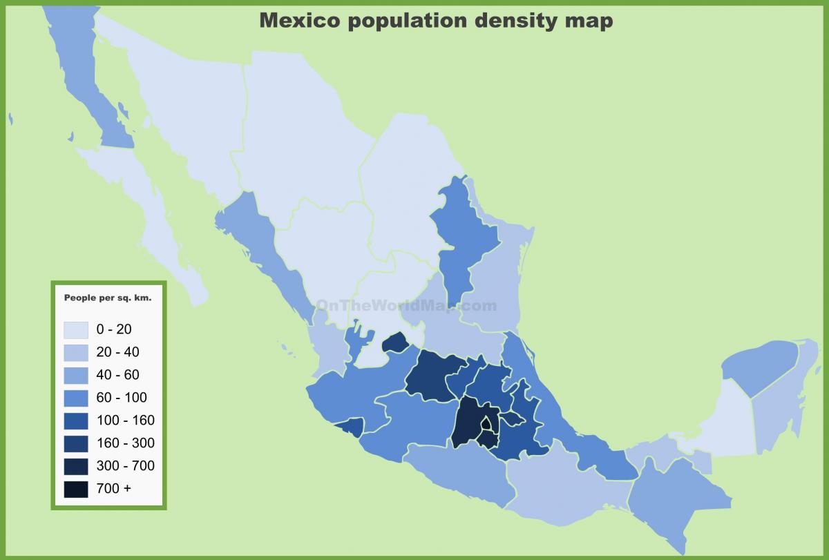 人口密度メキシコの地図