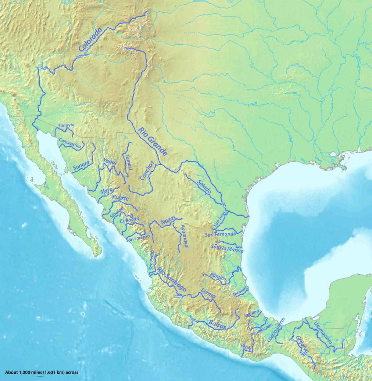 地図メキシコの川