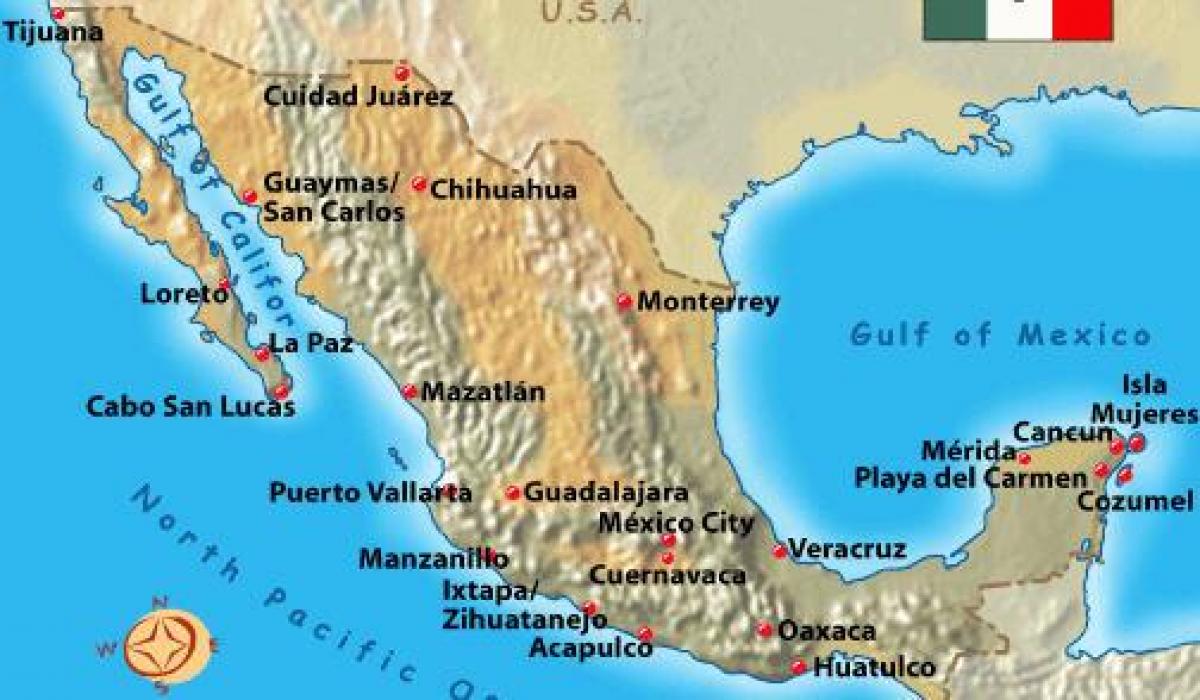 メキシコの休暇の目的地の地図