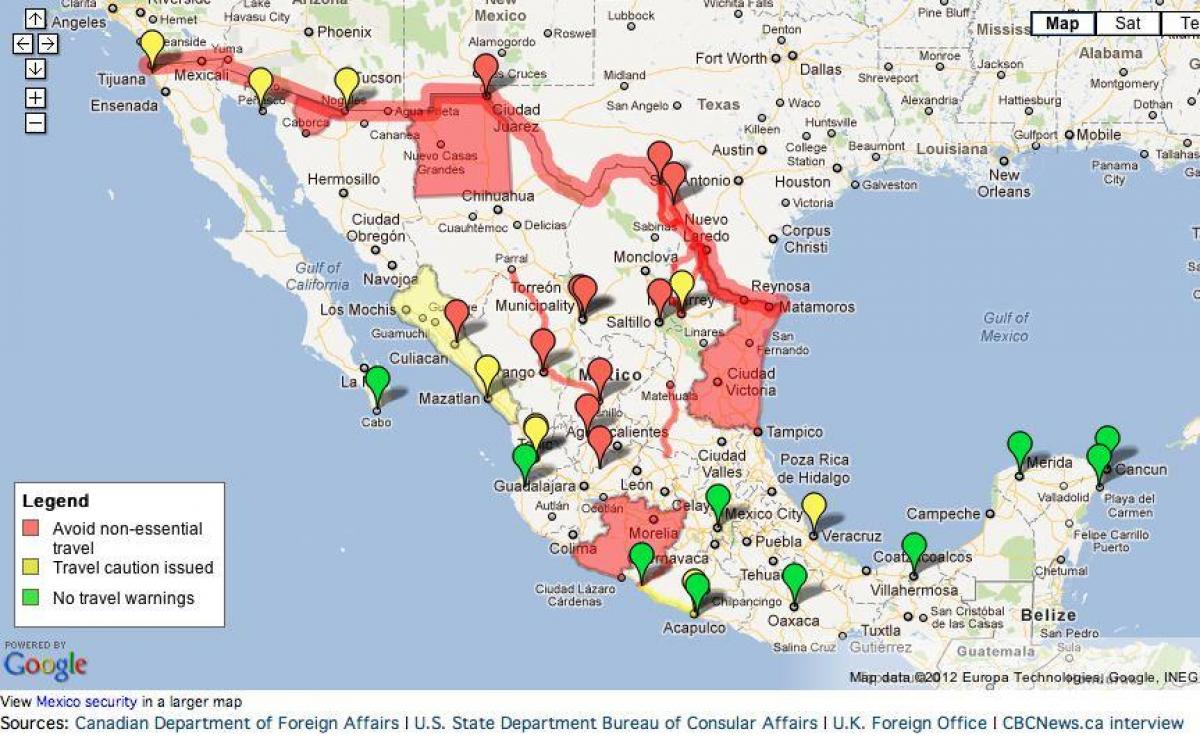 地図のメキシコ旅行