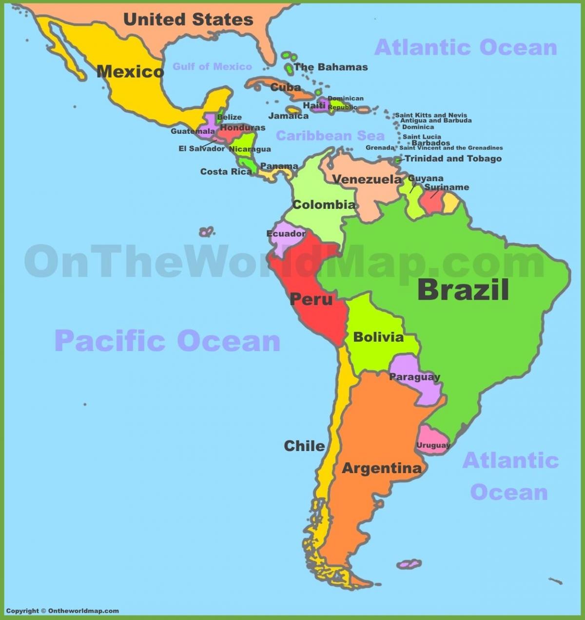 メキシコ-南米地図