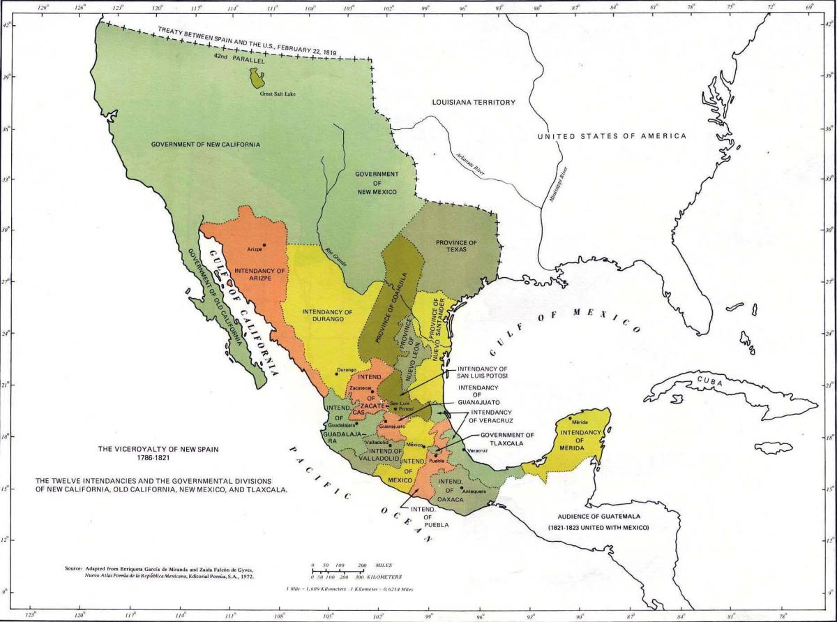 地図のメキシコ1821