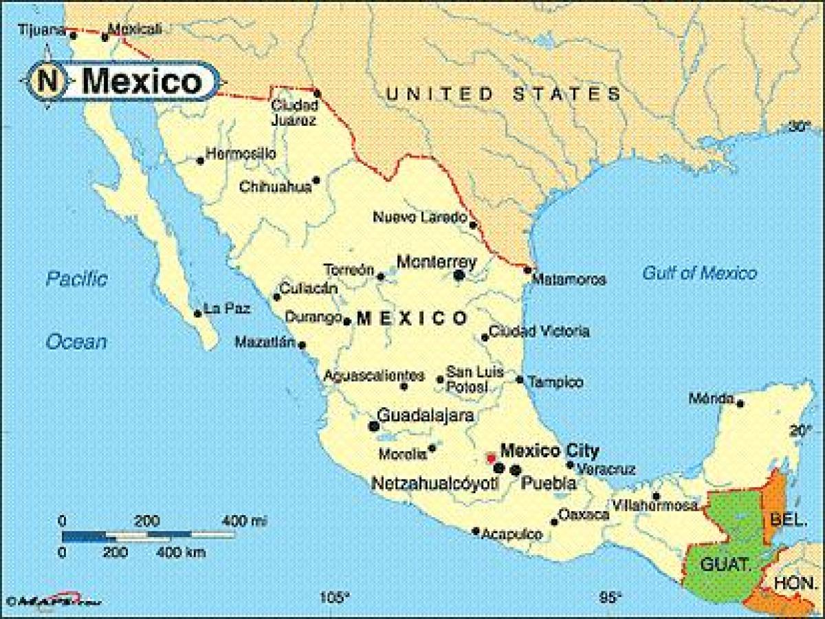 メキシコ海岸の都市地図