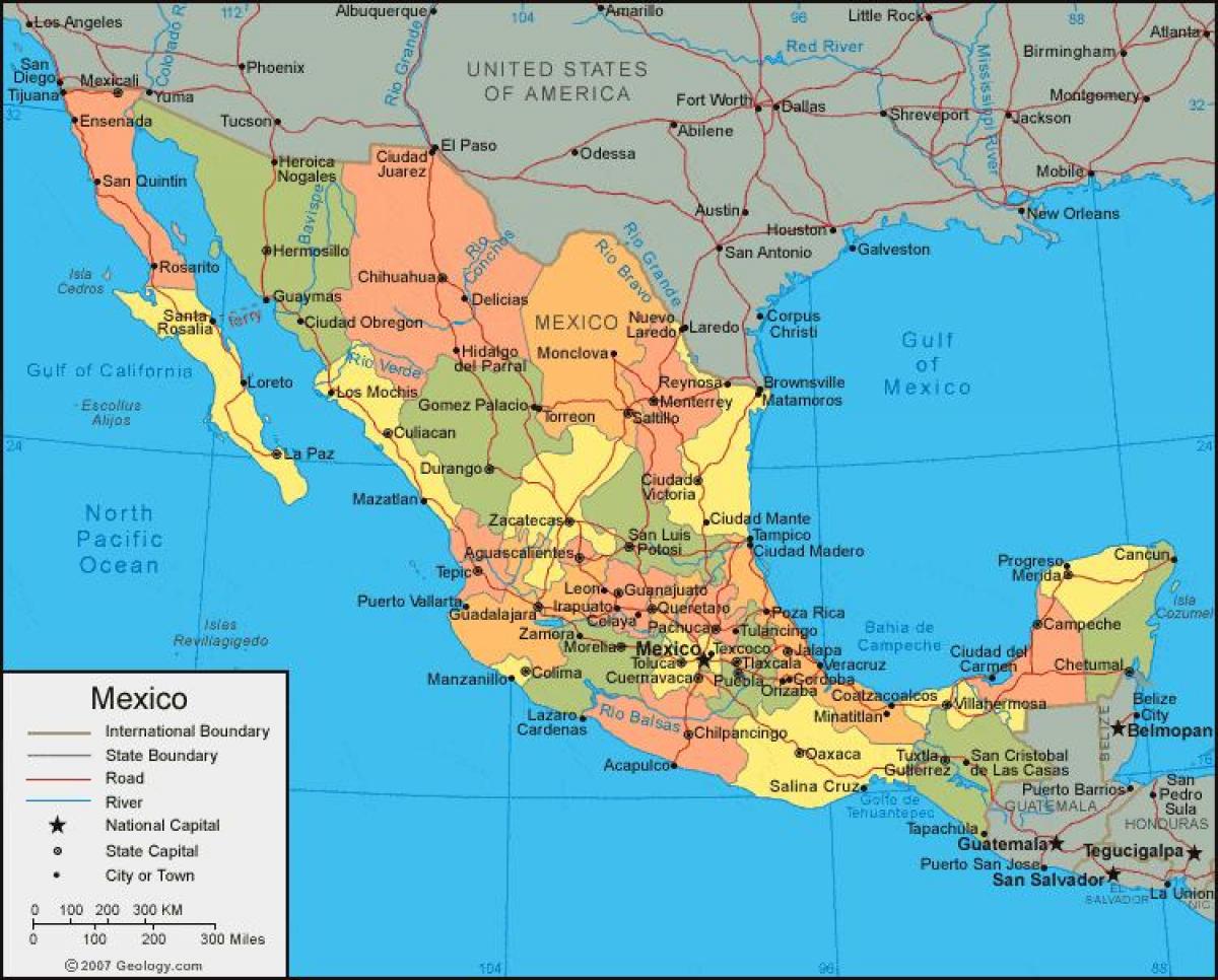 メキシコ西部の地図