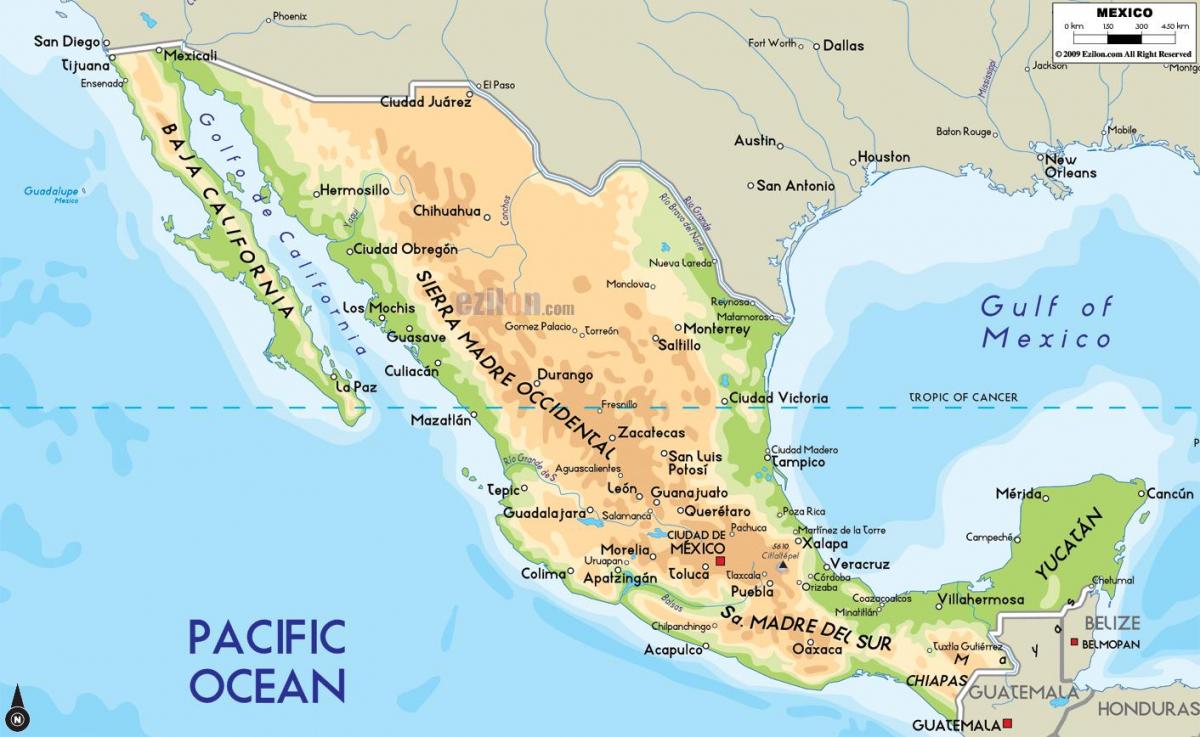 物理地図のメキシコ