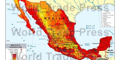地図のメキシコで温度