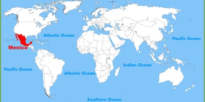 世界地図とメキシコ