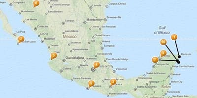 地図の休暇スポットメキシコ
